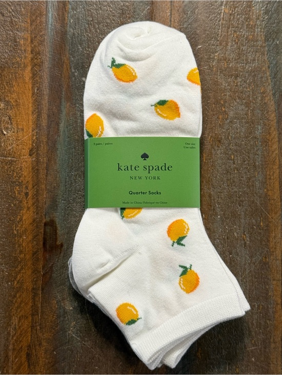 kate spade Accessories - kate spade New York 3 Pair Pack Cotton Blend Lemon Quarter Socks NWT